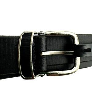 INC | NEW‎ Men's XL 42-44 Black Genuine Leather Western Silver Buckle Belt NWT